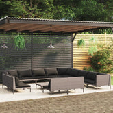 13 Piece Garden Lounge Set with Cushions Poly Rattan Dark Grey